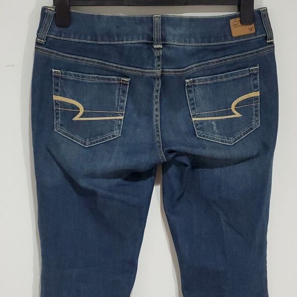 𝅺american Eagle dark wash 33x29" size 8 stretch artist jeans - Picture 4 of 8